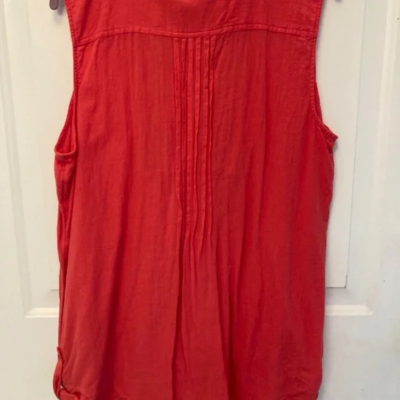Style & Co Coral Boho Gauze Button-up Tunic Tank XL - Picture 2 of 6